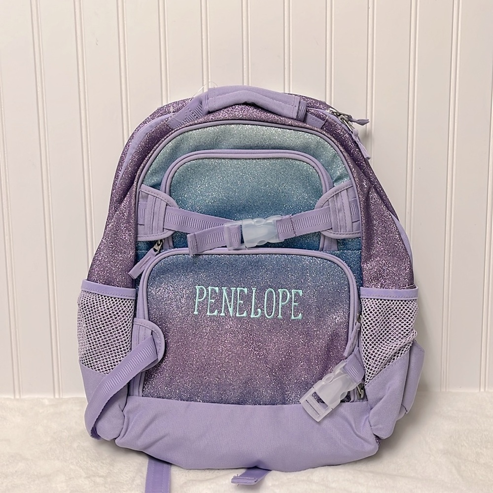 Pottery Barn Kids large Mackenzie glitter laptop Travel backpack